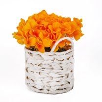 10 in. Yellow Hydrangea Bouquet in White Basket