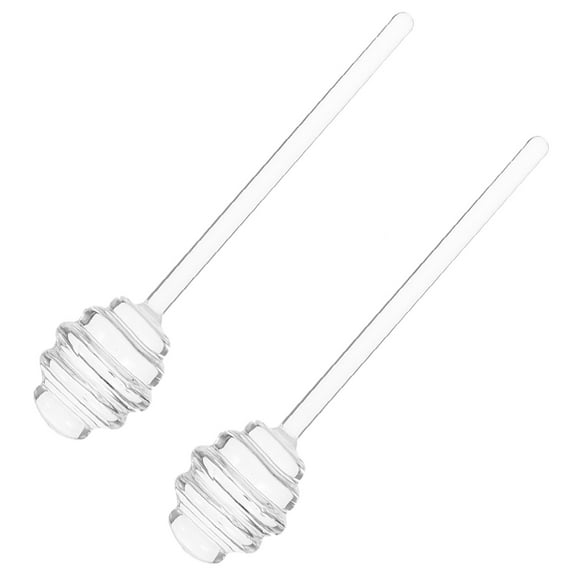 2-Piece Portable Honey Stirrer and Mini Spoon Set with Glass Maple Syrup Dispenser, Essential Kitchen Stirring Tools