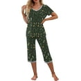 thumbnail image 2 of Censtreet Christmas Women's Pajama Set Short Sleeve Shirt and Capri Pants Sleepwear Pjs Sets with Pockets Multiple choices for families, 2 of 5