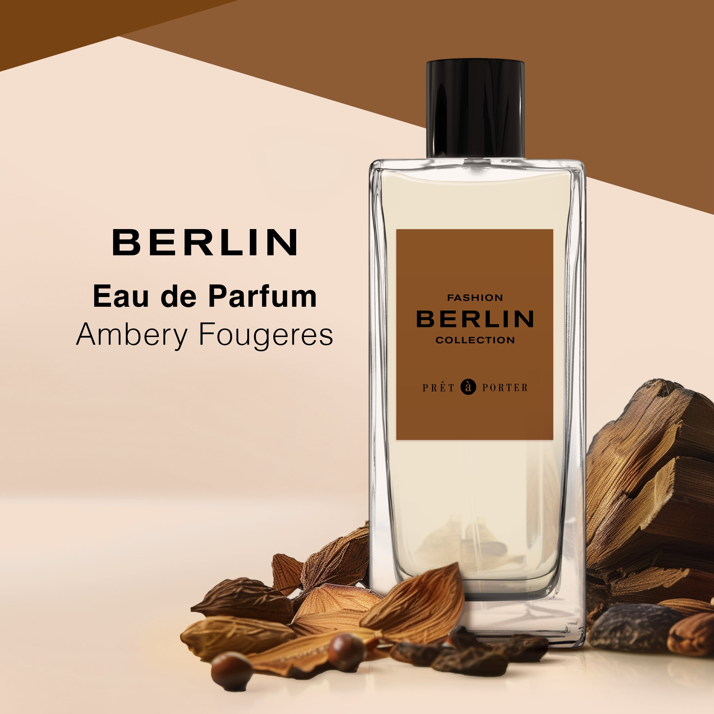 Prêt à Porter Berlin Eau de Parfum for Men, Amber Fougère, Black Pepper, Cardamom, and Dry Amber