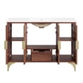 thumbnail image 5 of Bowery Hill 48" Solid Mango Wood Bathroom Vanity in White/Walnut, 5 of 7