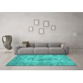 thumbnail image 3 of Ahgly Company Machine Washable Indoor Square Persian Turquoise Blue Traditional Area Rugs, 6' Square, 3 of 4