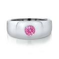 thumbnail image 2 of Gem Stone King 925 Sterling Silver Men's Solitaire Ring Set with Round Pink Zirconia (Size 12), 2 of 2