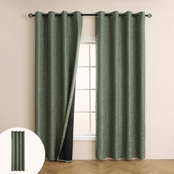 RRJ Blackout Curtains, 102x51 Inches Thermal Insulated Room Darkening Window Drapes, Sunscreen Heat Blocking Elegant Drapery for Bedroom Living Room Balcony Decor