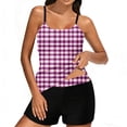 thumbnail image 3 of qucoqpe Tankini Swimsuits for Women Fashion Plaid Print Backless Spaghetti Strap Two Piece Modest Bathing Suits Summer Beach Swimwear with Shorts, 3 of 8