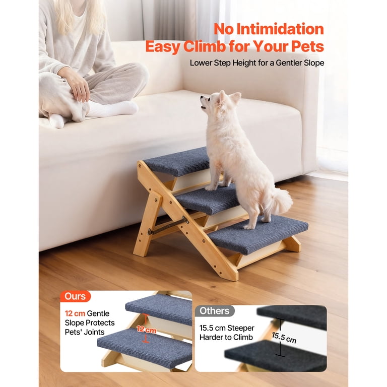 KFFKFF Wooden 3-Step Pet Stairs, Foldable Design photo 2
