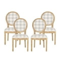 thumbnail image 2 of Noble House Karter French Fabric Dining Chairs, Set of 4, Gray Plaid, 2 of 10