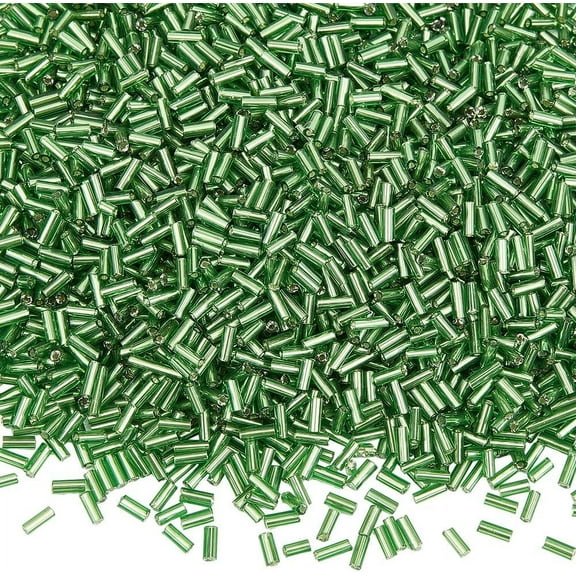 1 Box 100g Green Glass Bugle Beads Bulk Tube Seed Bead Small Opaque Round Long Tubes Loose Spacer Craft Beads