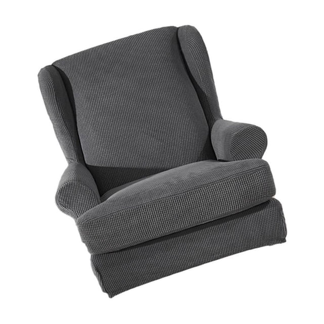 maytalsory Wing Back Arm Chair Cover 2-Piece Wingback Sofa Slipcover Deep Grey