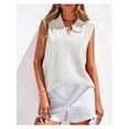 thumbnail image 2 of Tank Top for Women 2026 Summer Satin V Neck Pleated Sleeveless Blouses Casual Business Outfits White XXL, 2 of 9