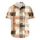 thumbnail image 5 of Camisas de Manga Corta de los Hombres Vintage Cuadrado Impreso Solapa Superior, Poliéster Ligero para Primavera Verano Casual Y Diario, 5 of 9