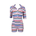 thumbnail image 4 of Txlixc Mono corto de punto para mujer, mono de verano a rayas con cuello vuelto de manga corta con bolsillos Txlixc Moda, 4 of 9