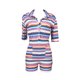 thumbnail image 4 of Txlixc Mono corto de punto para mujer, mono de verano a rayas con cuello vuelto de manga corta con bolsillos Txlixc Moda, 4 of 9