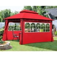 thumbnail image 7 of FDW Outdoor Folding Gazebo with 2 Sidewall Translucent Windows, Backyard Party Event, Red，10'x13', 7 of 7