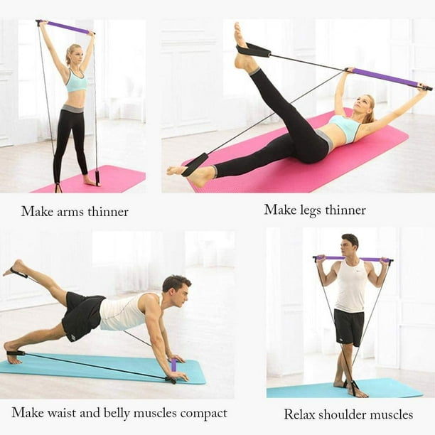 Portable Pilates Bar Kit With Resistance Band Long Resistance Band Yoga Pilates Stick With Foot Strap For Yoga Pilates Ballet Physiotherapy Bodybuilding Training Fitness Workouts Walmart