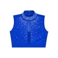 thumbnail image 6 of YiZYiF Kids Girls Lyrical Dance Crop Top Mock Neck Sleeveless Rhinestones Dancing Vests Tank Tops Blue 6, 6 of 7
