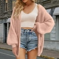 thumbnail image 4 of ShomPort Women Fashion Open Front Lantern Long Sleeve Cardigan Outwear Thick Knit Sweater, 4 of 6