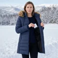 thumbnail image 5 of Womens Winter Coats Puffer Down Parka Thicken Warm Hooded Jacket Fleece Lined Outwear with Removable Faux Fur Hood, Navy XXXL, 5 of 8