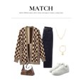 thumbnail image 4 of Eytino Womens Cardigans Checkered Oversized Open Front Plaid Fall Winter Knit Outwear, 4 of 11