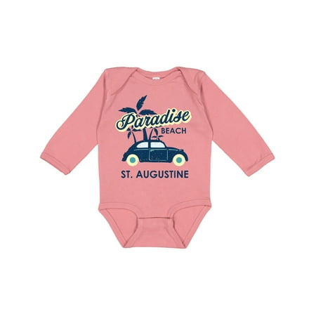 

Inktastic Paradise Beach in St. Augustine with Palm Trees and Car Boys or Girls Long Sleeve Baby Bodysuit