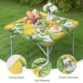 thumbnail image 4 of Yellow Lemon Fruit Flowers LightBlue Pattern Square Fitted Tablecloth with Elastic Edge,Square Table Cover,Washable Elastic Table Cover for Home Kitchen Party Decor 34"x34", 4 of 6