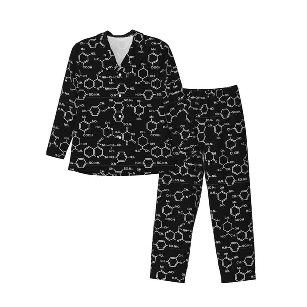 Balery Chemistry Formulas 1 Pijama para Hombre de Dos Piezas con Manga Larga, Conjunto de Dormir y Descanso Suave con Bolsillos-Medium