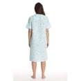 thumbnail image 3 of Dreamcrest Women's Seersucker Housecoat Duster - Short Sleeve Snap-Front with Pockets (Aqua - Moon and Stars, Small), 3 of 3
