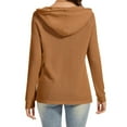 thumbnail image 4 of UQjfacai Hoodies for Women Fall Winter Waffle Knit Long Sleeve Drawstring Button V Neck Casual Pullover Sweatshirt Hooded Tops, 4 of 5