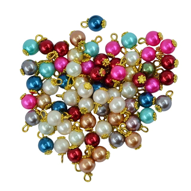 50 piezas de perlas de cristal coloridas margarita plana pendientes Oro Sunnimix Pendientes de perlas colgante