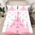 thumbnail image 2 of Girls Castle King Sheets Pink Castle Printed Sheet Sets for Girls Princess Style Fansty Bed Sheets Set Hand Drawn Soft Decor Bed Set for Bedroom Decor, 2 of 7