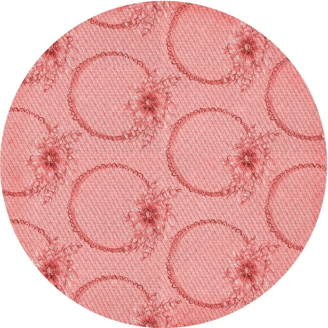 Ahgly Company Tapis d'Intérieur Lavables en Machine, Ronds, Pastel Transitionnel Rose, Ronds de 3'