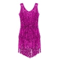thumbnail image 5 of Sxiwei Women Sleeveless Tassel Latin Dance Dress Sequin V Neck Cocktail Flapper Dress Ballroom Rose XXL, 5 of 7
