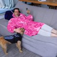 thumbnail image 3 of Wearable Oversized Blanket,Pink Ribbon Pattern Wearable Blanket Hoodie for Adults,Cozy Hooded Blankets with Super Pockets,Super Warm Fuzzy Pullover for Women & Men, 3 of 6