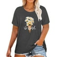 thumbnail image 2 of CAMERIARI Flower Short Sleeve Round Neckline Tshirts Shirts for Women, Size XL-4XL, Big&Tall, Gray, Women Casual Top Shirt Short Sleeve Printed T Shirt Round Neck Loose Soft Top, 2 of 4