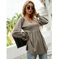 thumbnail image 6 of ZHENWEI Women's Casual Lantern Long Sleeve Tunic Tops V-Neck Pleated Flare Blouse T-Shirts, 6 of 8