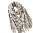 thumbnail image 4 of Ljudmp Womens Large Vintage Plaid Scarves Warm Winter Scarves With Tassels For Grid Check Blanket Headscarf Shawl Wrap Long Scarf White, 4 of 4