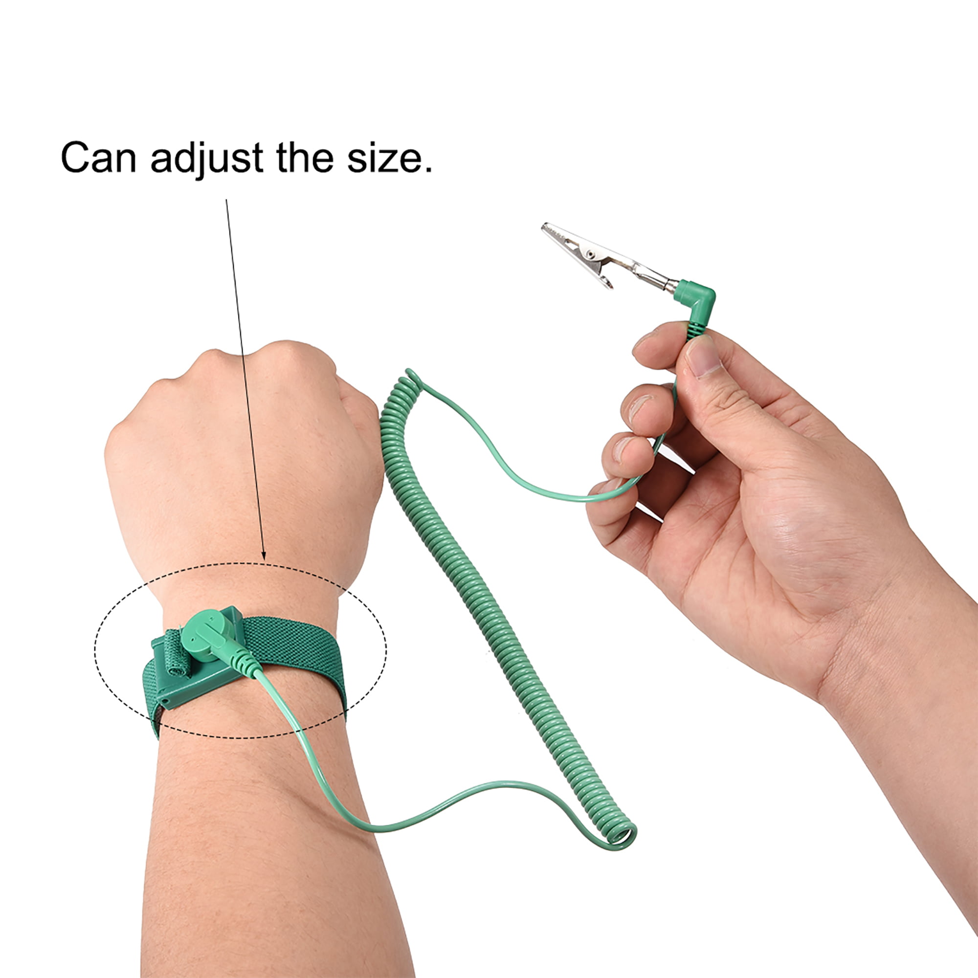 RUITASA Anti Static Wrist Strap Band with Grounding Wire ESD Strap with Alligator Clip Wrist Band with Detachable Extra Long Coiled Cord 