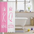 thumbnail image 3 of Manfei Cute Crown Print Shower Curtain 72Wx78L,Monogram Queen King Bath Curtain,Pink, 3 of 5