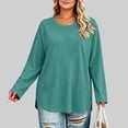 thumbnail image 5 of Vivianyo HD Women's Plus Size Round Neck Long Sleeve Tunic Top, Curved Split Hem Loose Shirt for Autumn Daily Errands Casual Outings, Sizes L-4XL, 5 of 8
