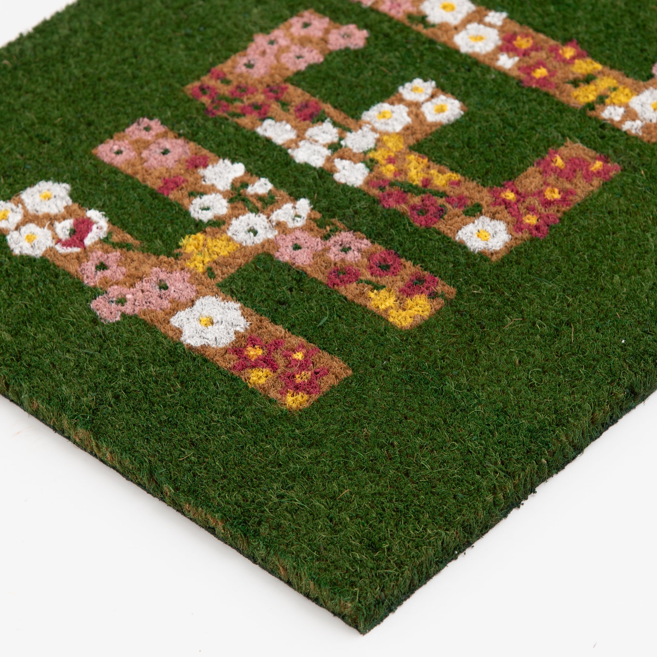 Mainstays Hello Flower Garden Outdoor Coir Doormat, 18 in x 30 in