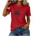 thumbnail image 5 of NTACZA Crew Neck Summer Tops for Women T‑Shirts Short Sleeve Casual Usa American Flag Print Relaxed Fit Festival Graphic Tees Red, 5 of 6