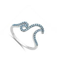 thumbnail image 4 of CHOOSE YOUR COLOR Blue Simulated Topaz Ocean Wave Micro Pave Ring .925 Sterling Silver Band CZ Female Size 5, 4 of 4