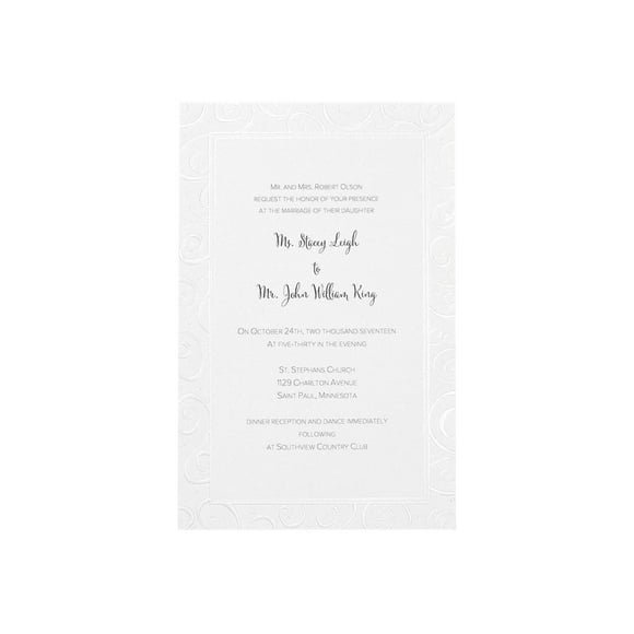 Gartner Studios - Ensemble de Cartes d'Invitation - rectangle - Mariage - Blanc, Perle - 210 G/m2 (Lot de 50)