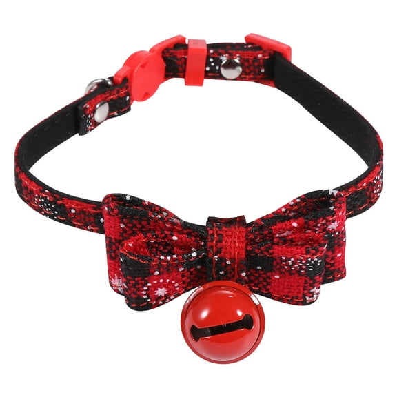 DINHEAROM 1Pcs Red Cloth Adjustable Cat Collar With Bell For Christmas Party 11.8-13.8in