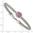 thumbnail image 2 of Pink Crystal Stainless Steel Polished and Textured Bracelet, 7.25, 2 of 6