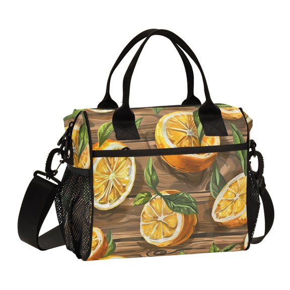 Lemon Slices Leaves Cooler Bag Lunch Bag Soft Cooler Cooling Tote Insulated Lunch Box for Adult Men Women