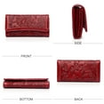 thumbnail image 6 of Women's Wallet Leather RFID Blocking Trifold Ladies Purse Embossed long Clutch Card Holder Phone Checkbook Organizer Red, 6 of 6