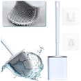 thumbnail image 1 of Escobilla de baño de silicona, limpieza profunda con mango largo antideslizante y secado en pared sin taladrar (blanco), 1 of 5