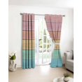 thumbnail image 3 of Pink Wooden Grain Blackout Curtains for Bedroom/Living Room, Thermal Insulated Kitchen Curtains, Vintage Chic Geometric Ombre Teal Grommet Darkening Window Treatment Drapes 52"x72"x2, 3 of 8