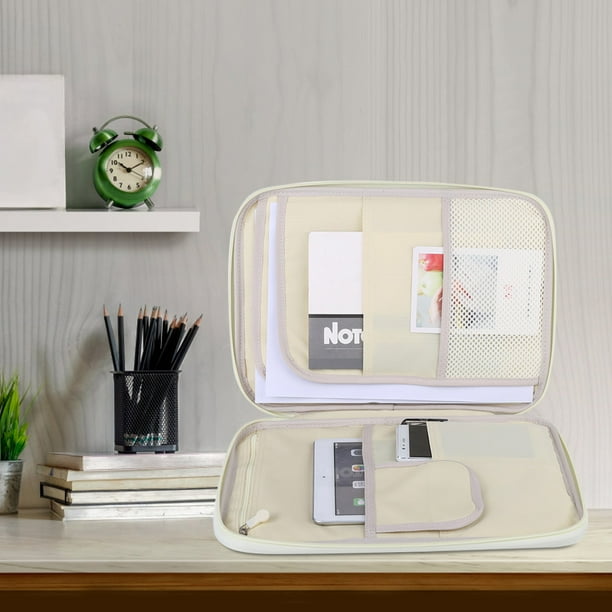 Bolsa para documentos A4, Carpeta de Archivos de Gran Capacidad, Organizador de Portafolio Impermeable Con Cremallera para Cuadernos y Archivos de Negocios